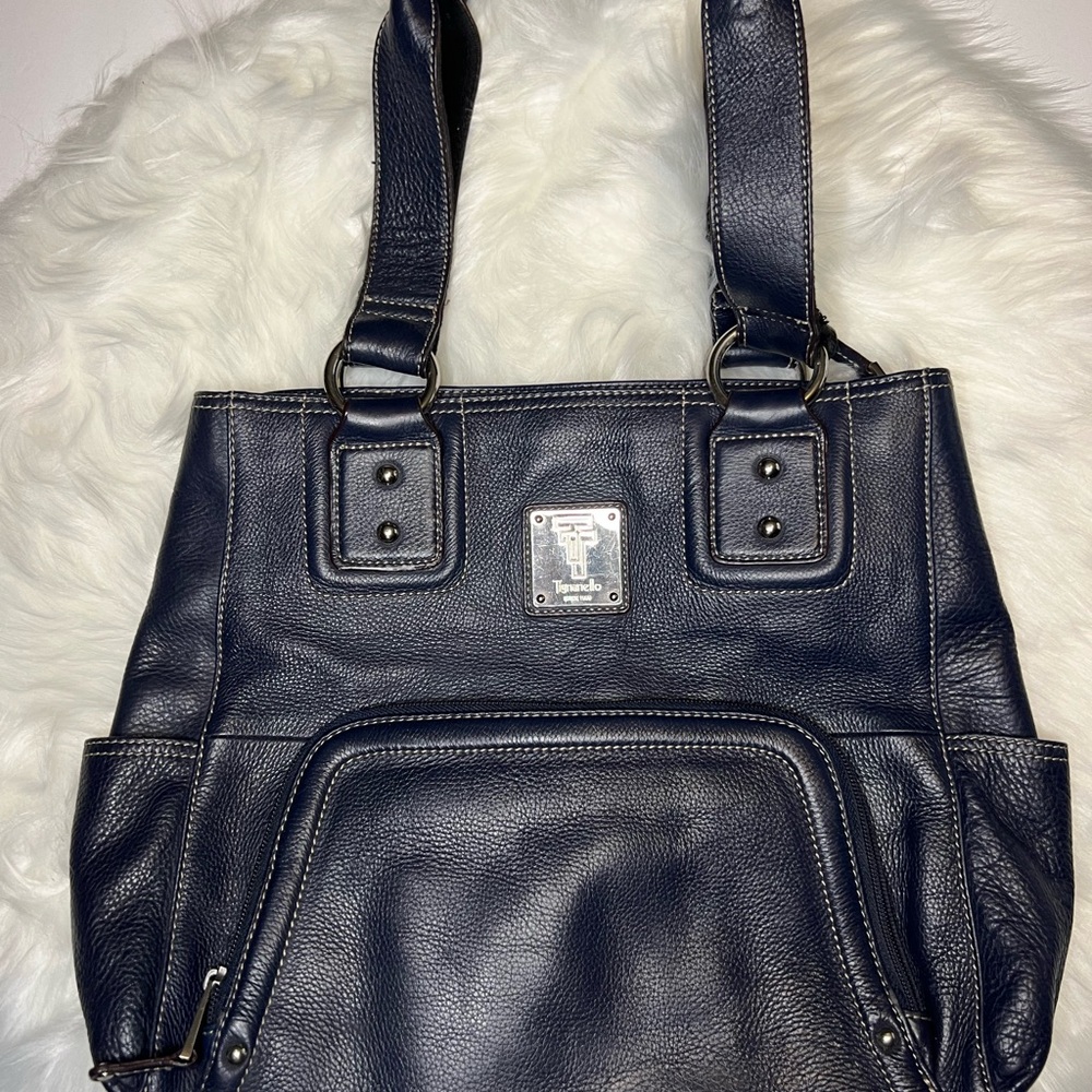 Tignanello Midnight Blue Leather Tote